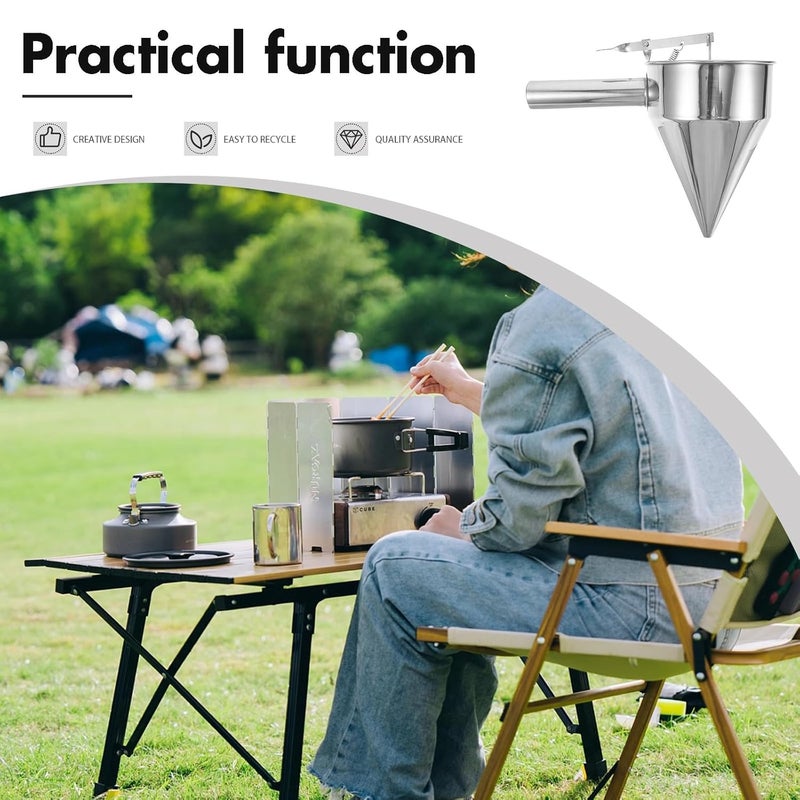 Stainless Steel Camping Funnel with Detachable Stand for Outdoor Cooking Baking Supplies - Image 4